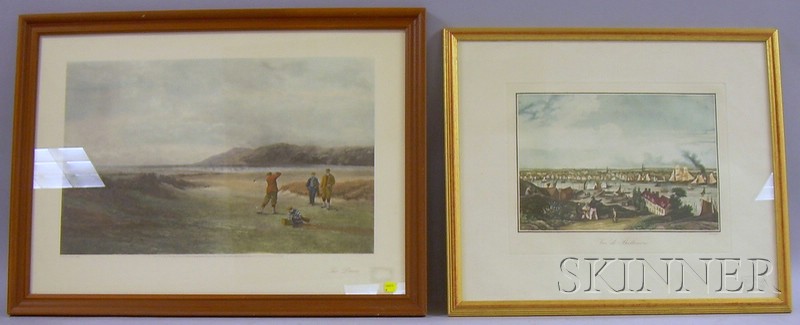 Appraisal: Lot of Two Framed Sporting and Panoramic Landscape Prints including