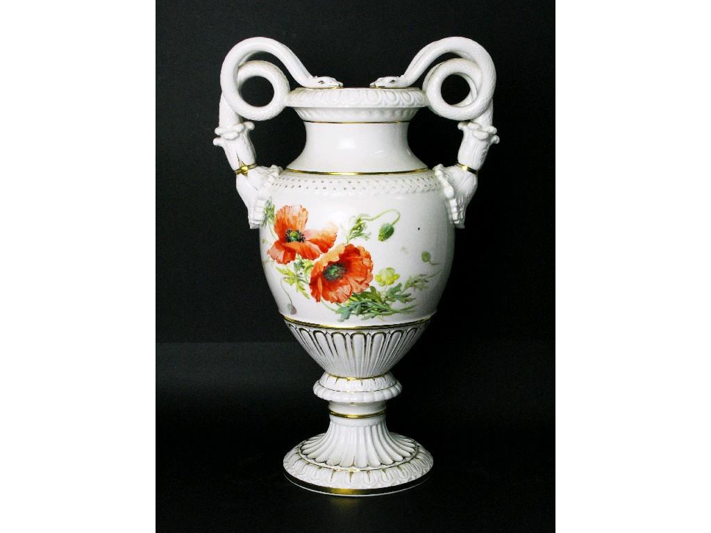 Appraisal: A Meissen Vase with a pair of snake scrolled handles