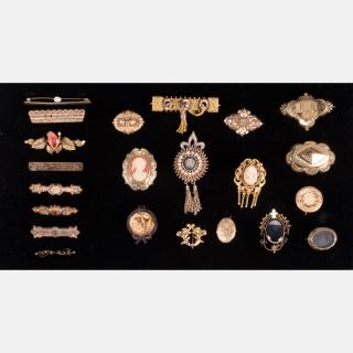 Appraisal: A Miscellaneous Collection of Low Karat Gold Plated Brooches th