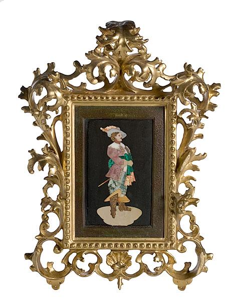 Appraisal: PIETRA DURA PLAQUE Italian early th century A cavalier in