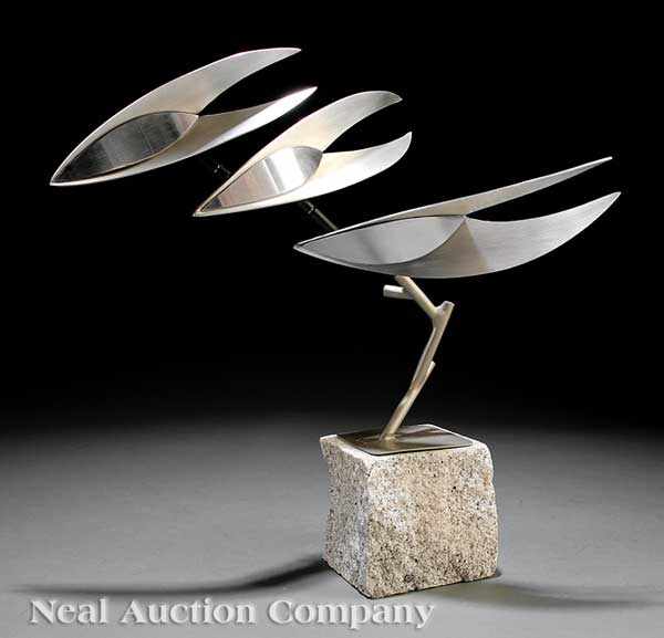 Appraisal: Lin Emery American b Abstract Kinetic Sculpture polished metal initialed