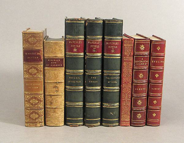 Appraisal: BINDINGS Group of leatherbound volumes incl Boswell James The Life