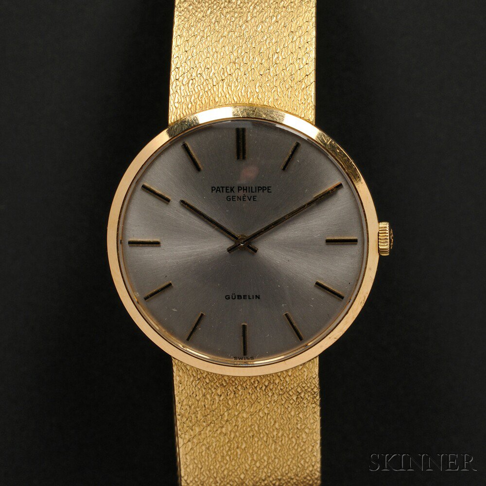 Appraisal: kt Gold Wristwatch Patek Philippe Retailed by Gubelin the silvertone