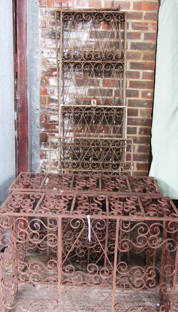 Appraisal: A set of four wrought iron rectangular pannels cm x