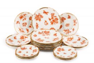 Appraisal: Herend China Fortuna Rust Pattern Pieces Herend Porcelain Manufactory Hungary