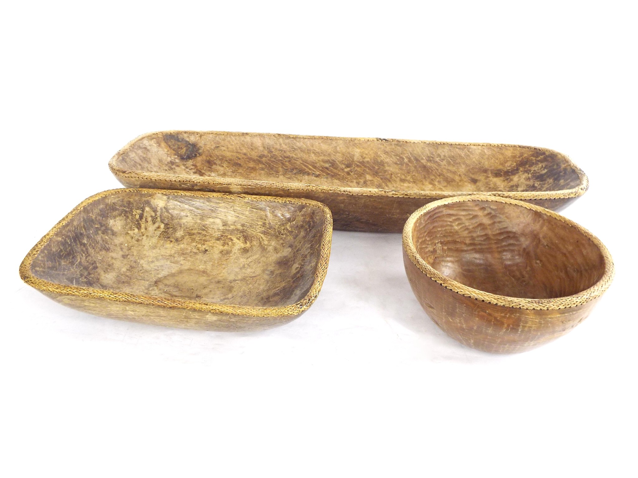 Appraisal: Three various carved Eastern wooden bowls