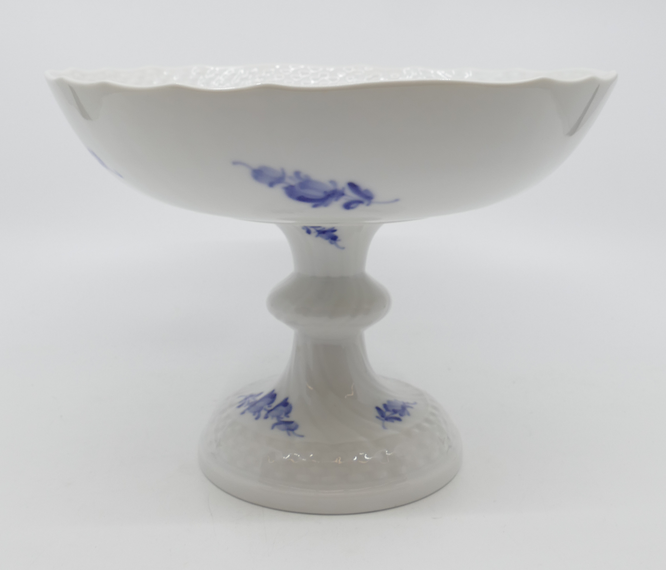 Appraisal: Royal Copenhagen Blue Flowers Curved Porcelain Compote Pedestal Cake Plate