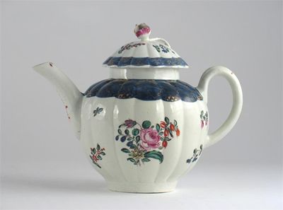 Appraisal: A Christian's Liverpool teapot and cover painted with flowers in