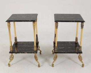 Appraisal: PAIR OF GILT METAL AND MARBLE TWO TIERED STANDS PAIR