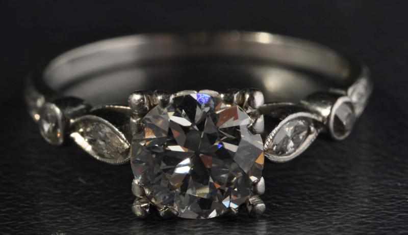 Appraisal: Platinum Diamond Ring Description With European cut carat diamond VS