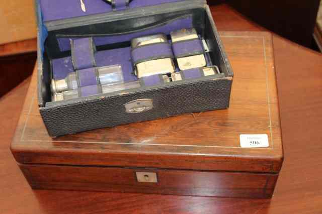 Appraisal: A TH CENTURY ROSEWOOD WRITING BOX the top with mother