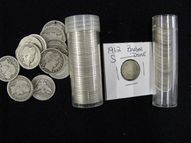 Appraisal: Early Silver Coin Lot O Barber Standing Liberty Quarters barber