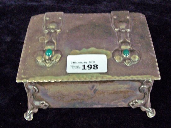 Appraisal: An Art Nouveau box the hinged lid with strap hinge