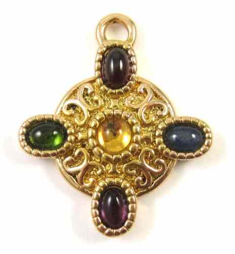 Appraisal: FOURTEEN KARAT GOLD PENDANT centering a round citrine cabochon surrounded