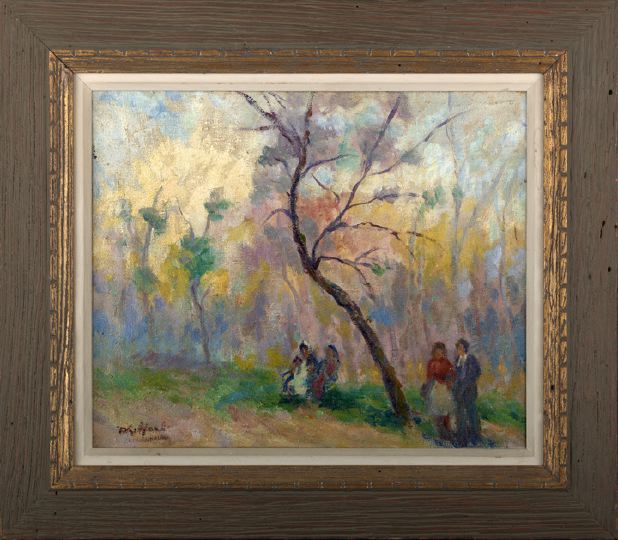 Appraisal: French School First Quarter th Century Figures Strolling in a