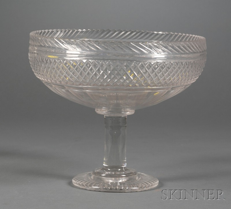 Appraisal: Cut Glass Tall Compote England th century the bowl decorated