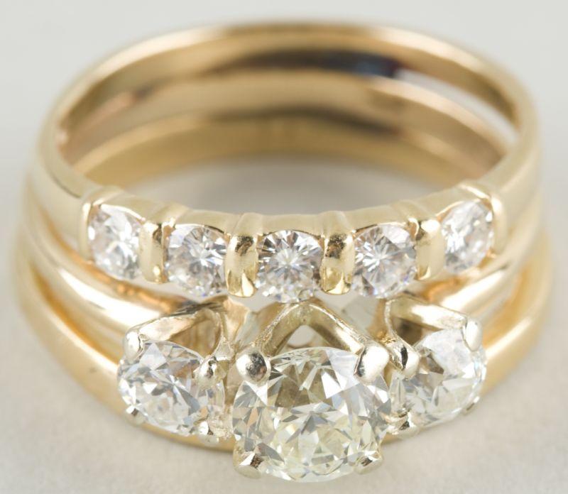 Appraisal: - KT Yellow Gold Diamond Wedding Set three ring wedding