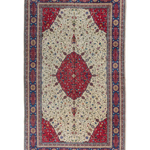 Appraisal: A Tabriz Design Wool Rug Probably Romanian Late th Century