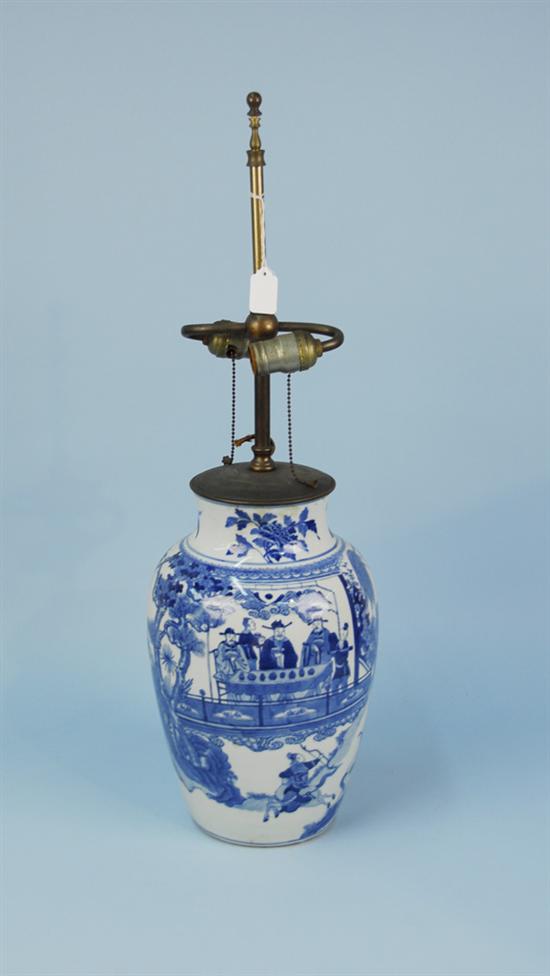 Appraisal: CHINESE BLUE AND WHITE VASE possibly Qing dynasty with paper