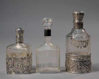 Appraisal: Dutch sterling and cut crystal decanters Dutch sterling and cut