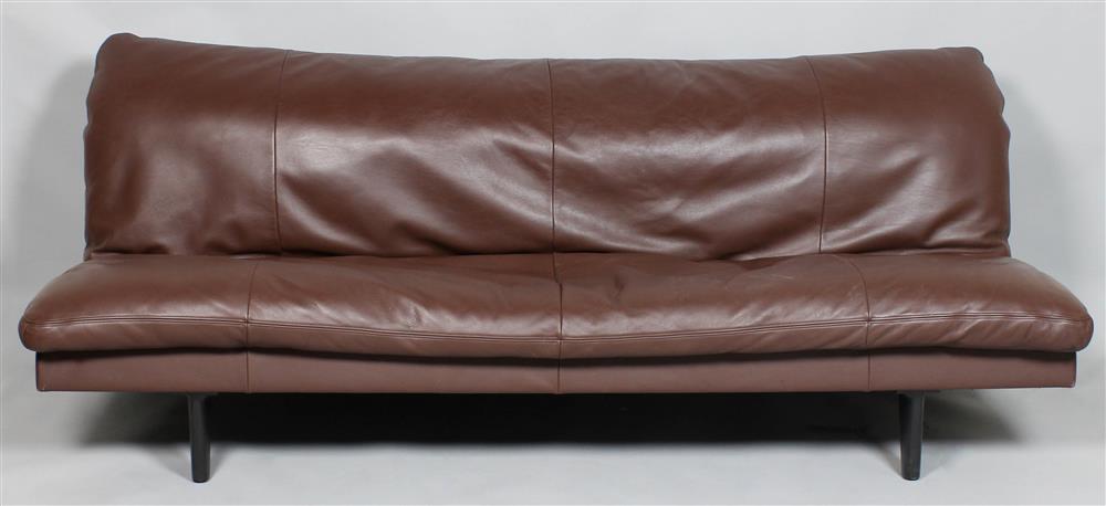 Appraisal: SWISS DE SEDE CONTEMPORARY CONVERTIBLE FUTON TOBACCO BROWN LEATHER SOFA