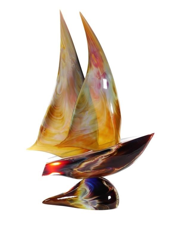 Appraisal: Dino Rosin Italian - Art Glass Murano Glass Sailboat Circa