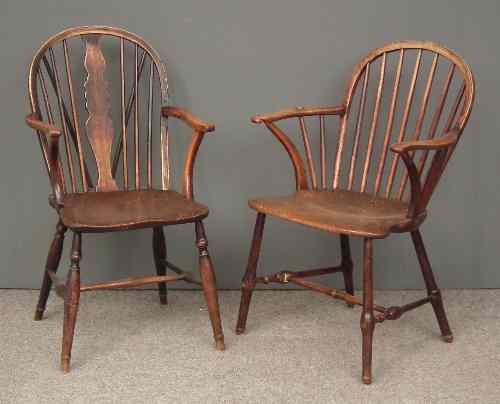 Appraisal: A late th early th Century stick back Windsor armchair