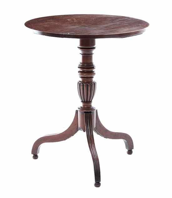 Appraisal: Regency mahogany light stand circa circular top on ring-turned and