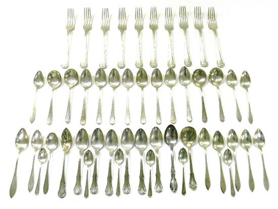 Appraisal: STERLING SILVER flatware assortment forty-seven pieces all marked sterling six