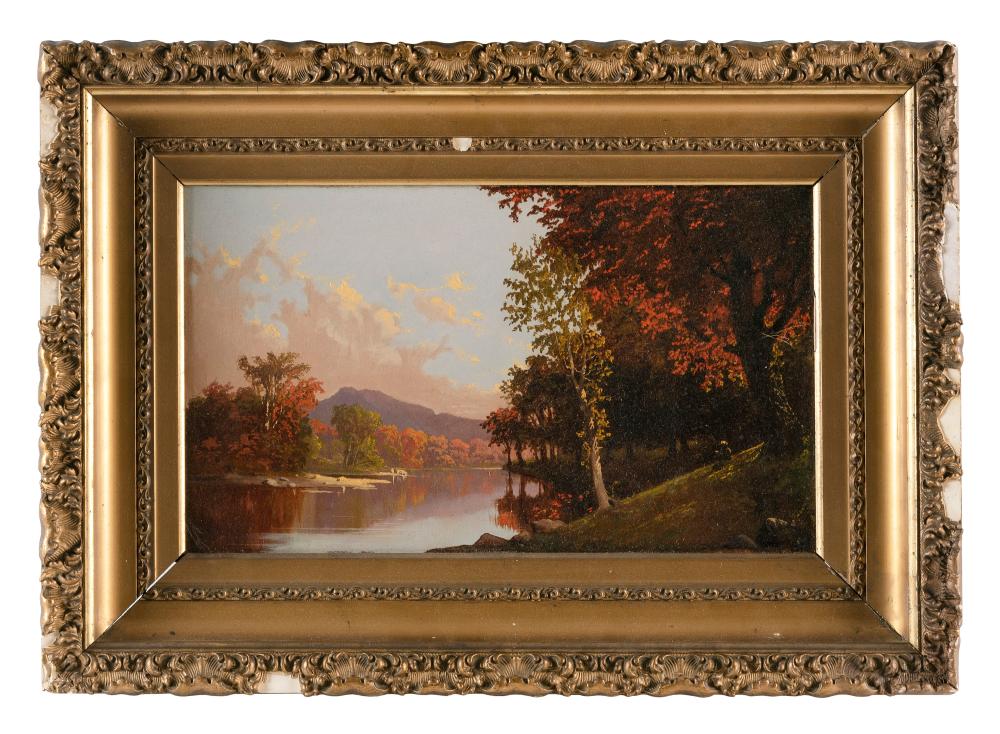 Appraisal: AMERICAN SCHOOL TH CENTURY SUNSET RIVER LANDSCAPE OIL ON BOARD