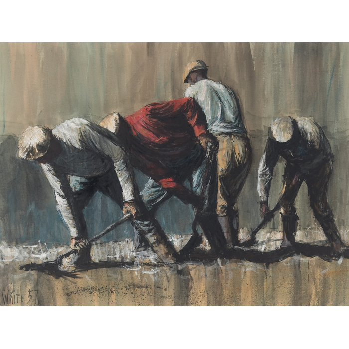 Appraisal: Philip White American b ''Workers '' watercolor '' x ''