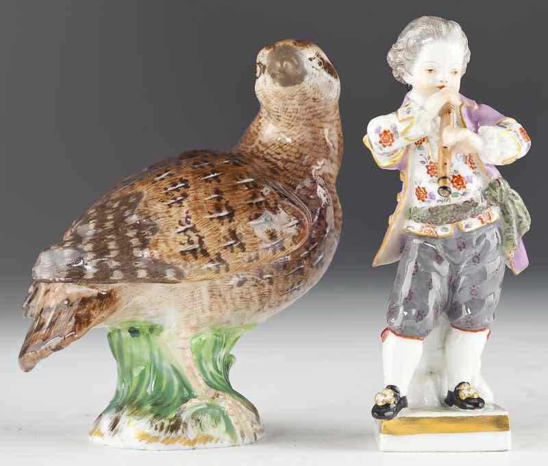 Appraisal: Two Meissen Figuresthe first a small partridge inscribed '' ''