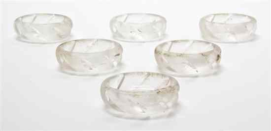 Appraisal: Six Lalique Molded and Frosted Glass Salt Cellars each of