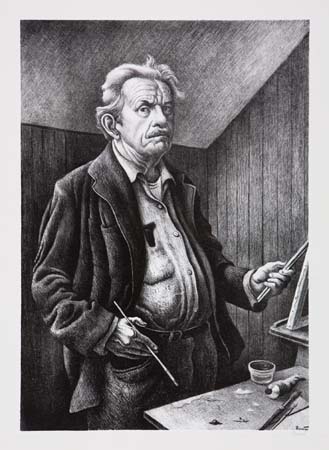 Appraisal: THOMAS HART BENTON Self Portrait Lithograph x mm x inches