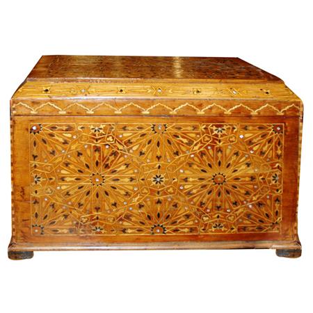 Appraisal: Mother-of-Pearl and Parquetry Inlaid Trunk Estimate -