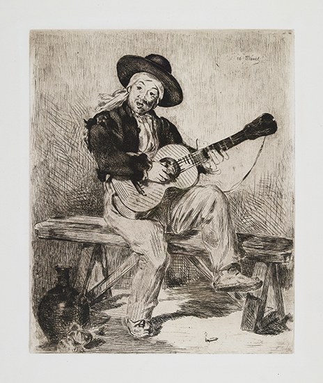 Appraisal: DOUARD MANET Le Chanteur Espagnol Etching on cream laid paper