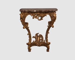 Appraisal: Continental Carved Giltwood Marble Top Console Table possibly th century