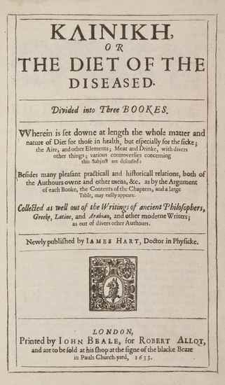 Appraisal: Hart James Klinike graece or the Diet of the Diseased