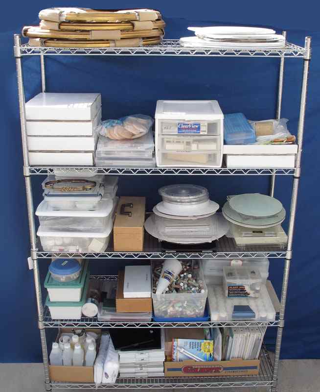 Appraisal: LARGE LOT OF PORCELAIN PAINTING SUPPLIES Featuring project cases with