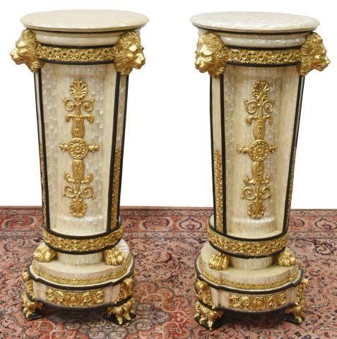 Appraisal: lot of Empire style pedestals th c tiled mother of