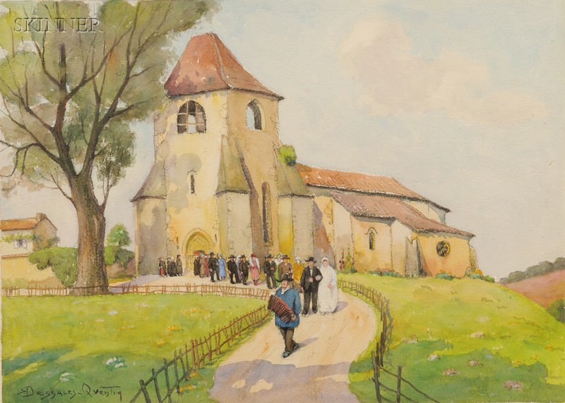 Appraisal: Robert Dessales-Quentin French - Noce Villageoise en Perigord Signed RDessales-Quentin