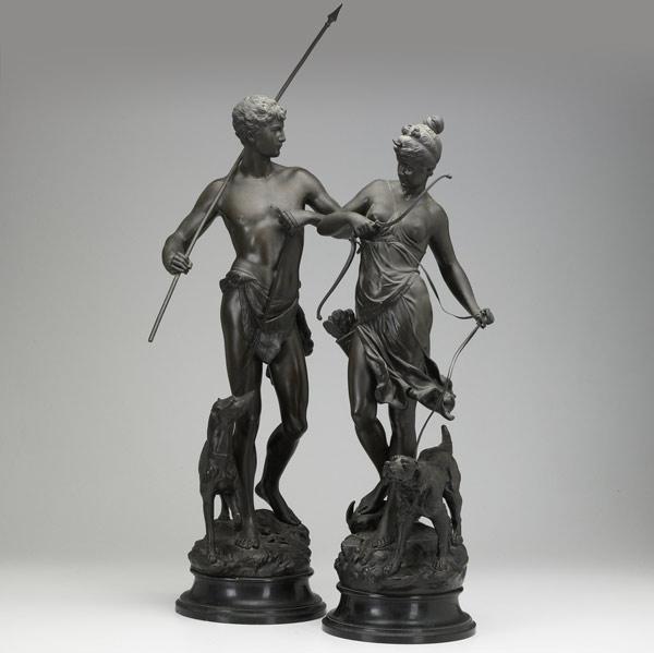 Appraisal: Pair of Classical bronze figures early th C Male and