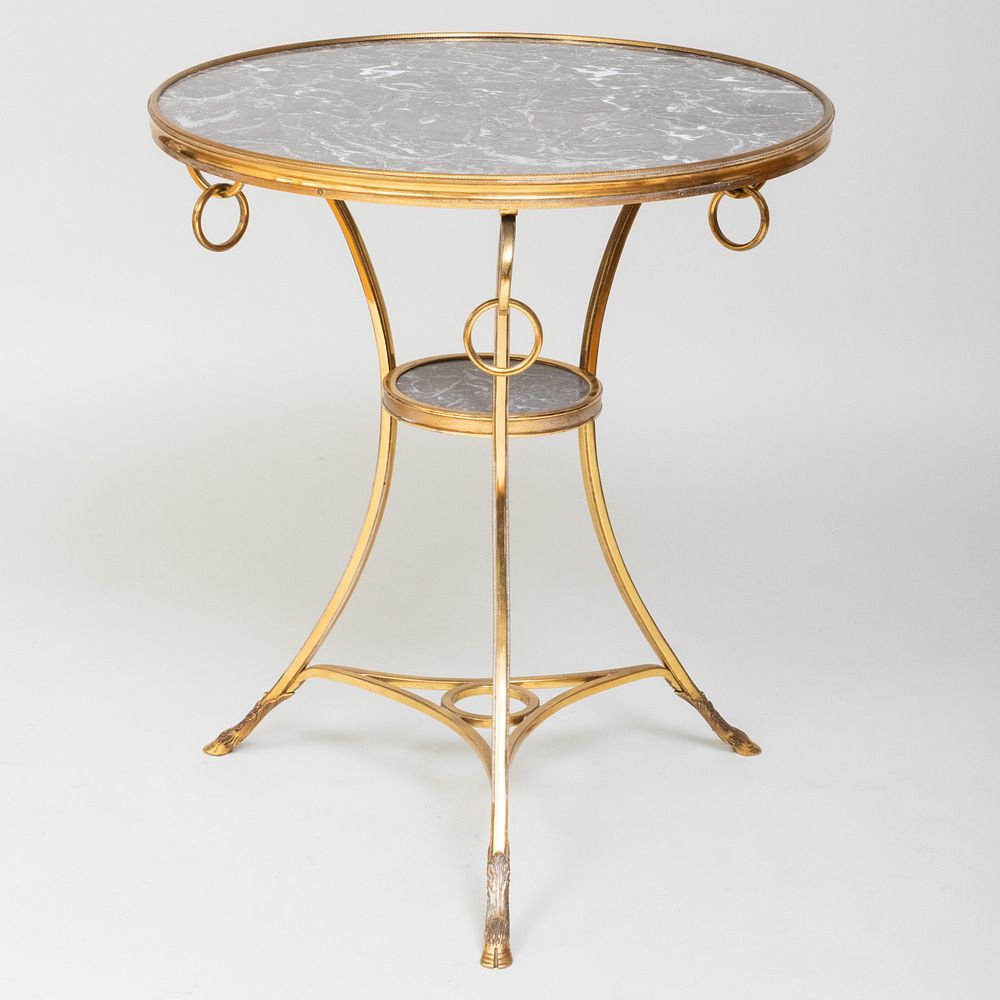 Appraisal: Louis XVI Style Gilt-Bronze and Marble Gu ridon x in