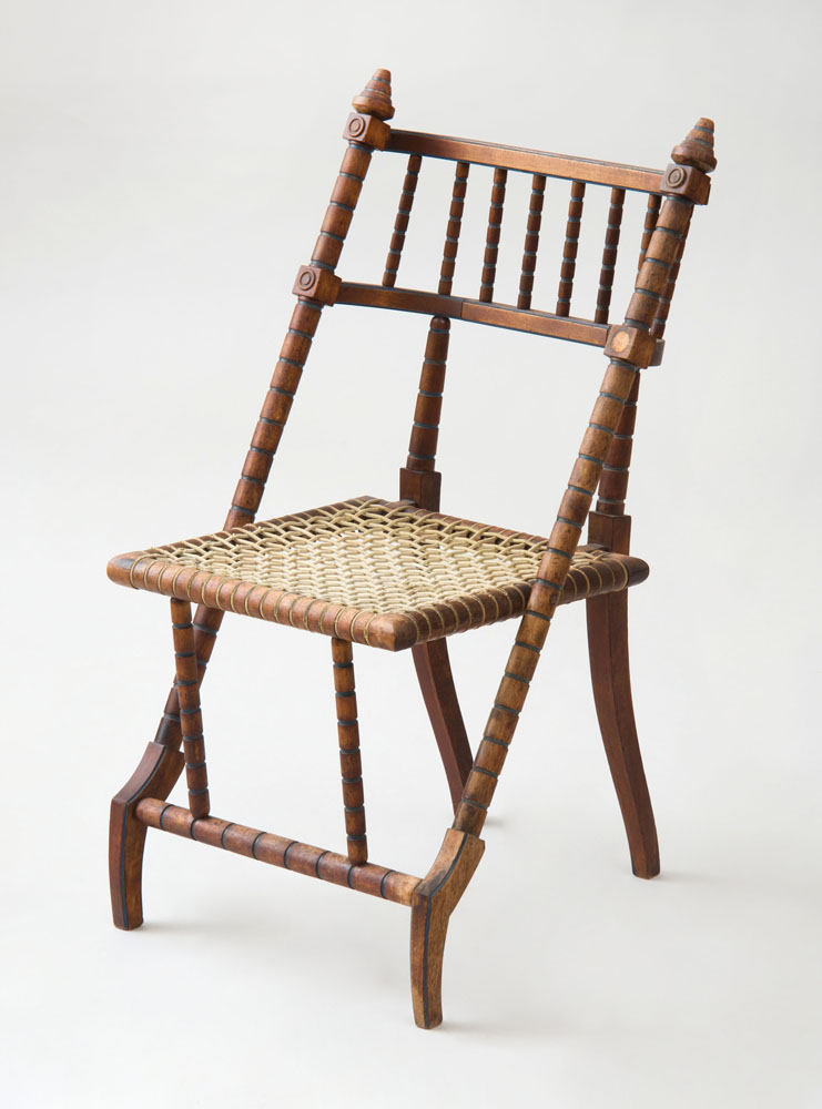 Appraisal: AMERICAN WALNUT AND ROPE SIDE CHAIR STAMPED HUNZINGER WITH PATENT