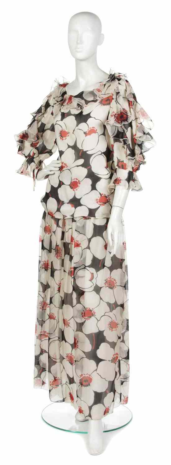 Appraisal: A Christian Dior Floral Silk Organza Daywear Ensemble in a