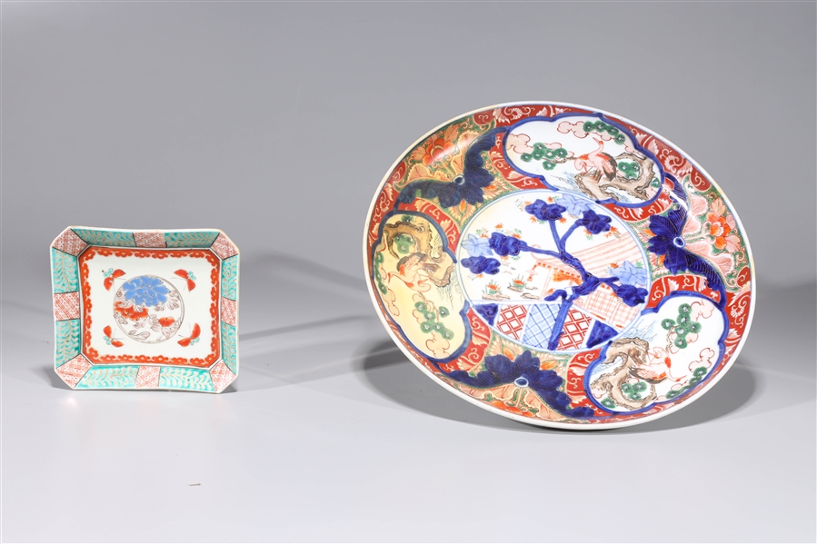 Appraisal: Two antique th century Japanese Imari porcelains dish and small