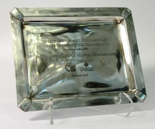 Appraisal: Tiffany Co Sterling Commemorative Tray The rectangular tray celebrating the