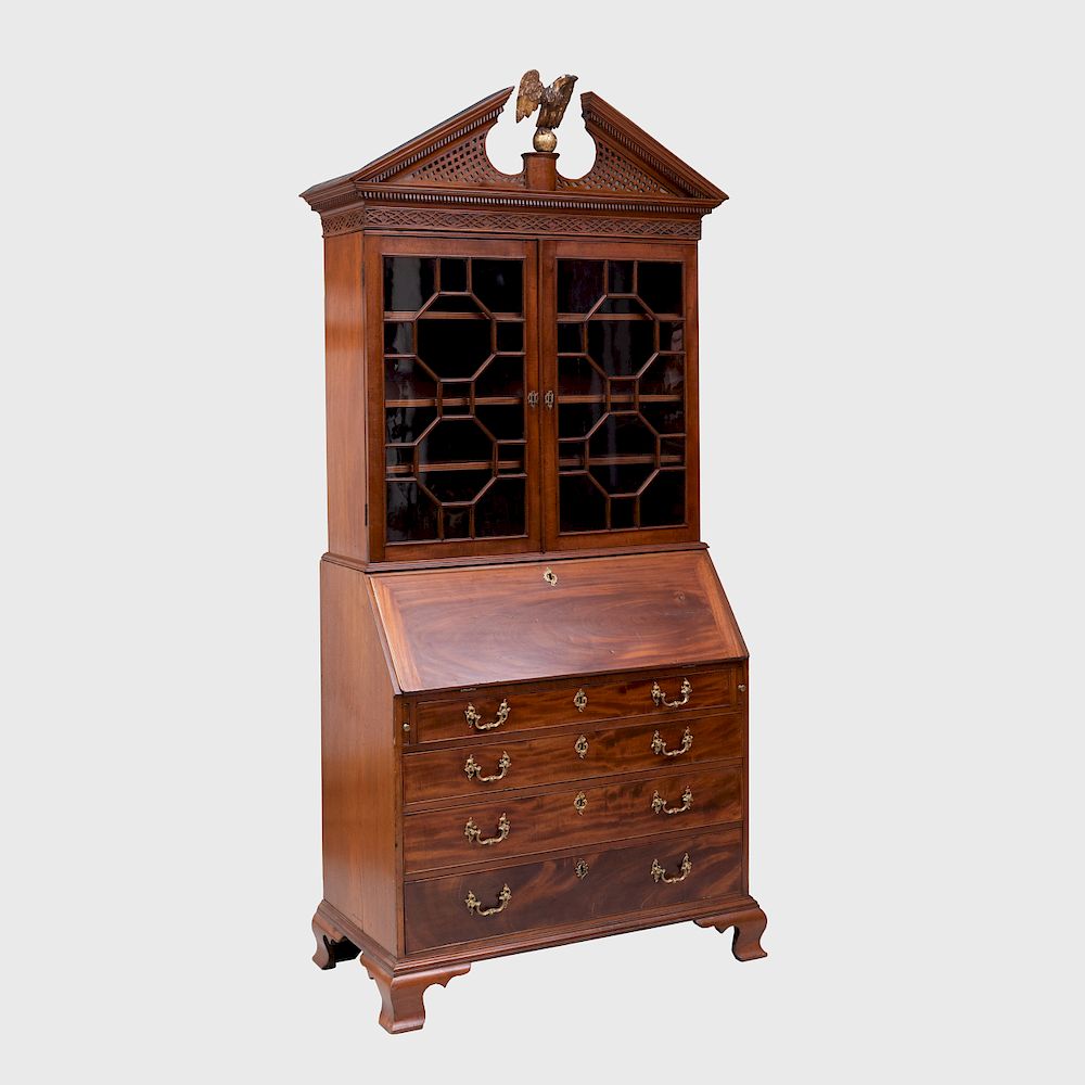 Appraisal: Chippendale Mahogany Bureau Bookcase Philadelphia ft x x in Condition