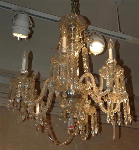 Appraisal: Georgian Style Cut Glass Six-Light Chandelier Estimate nbsp nbsp nbsp