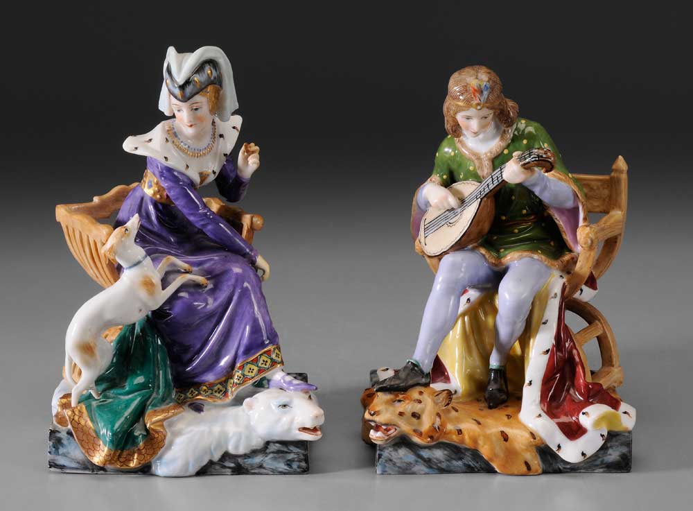 Appraisal: Pair Renaissance Style Porcelain Figures German late th early th